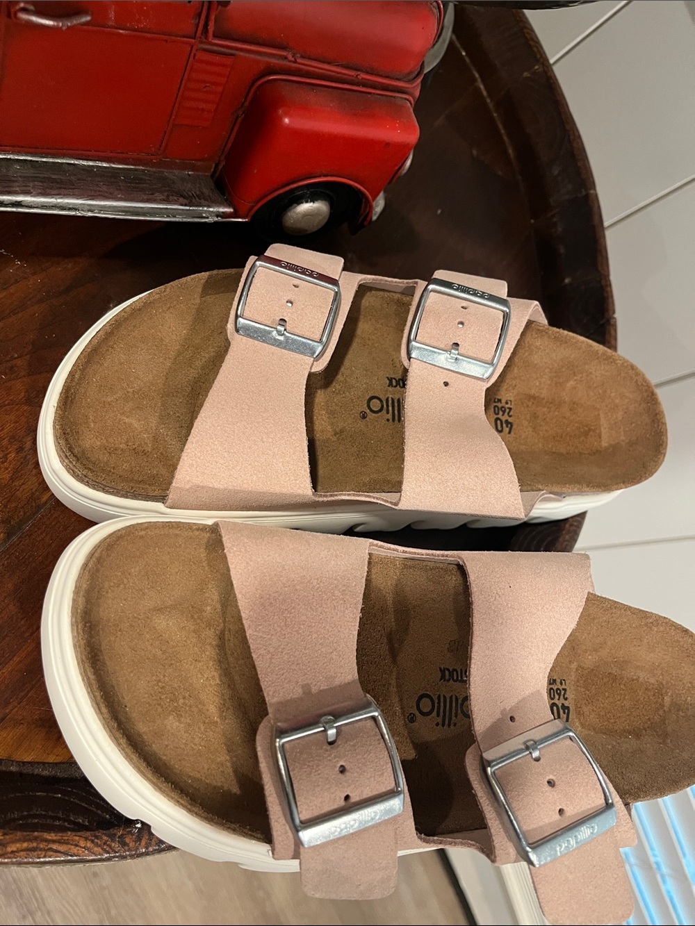 Birkenstock Pink Double-Buckle Slide Sandals